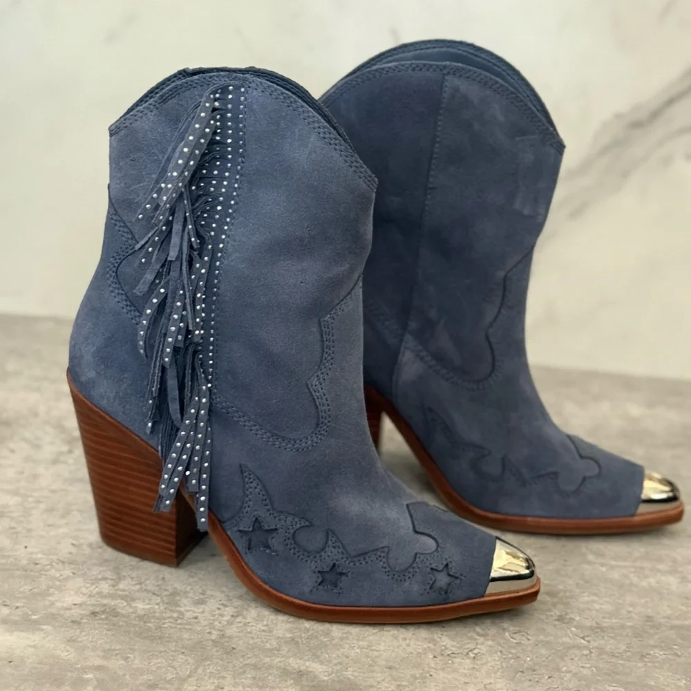 Aldo x Tezza Desert Star Suede Western Ankle Boots - Picture 2 of 8